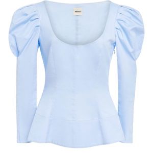 Khaite Nina Corset Poplin Top Blue XS